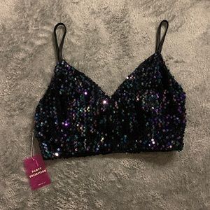 Sequin black crop top